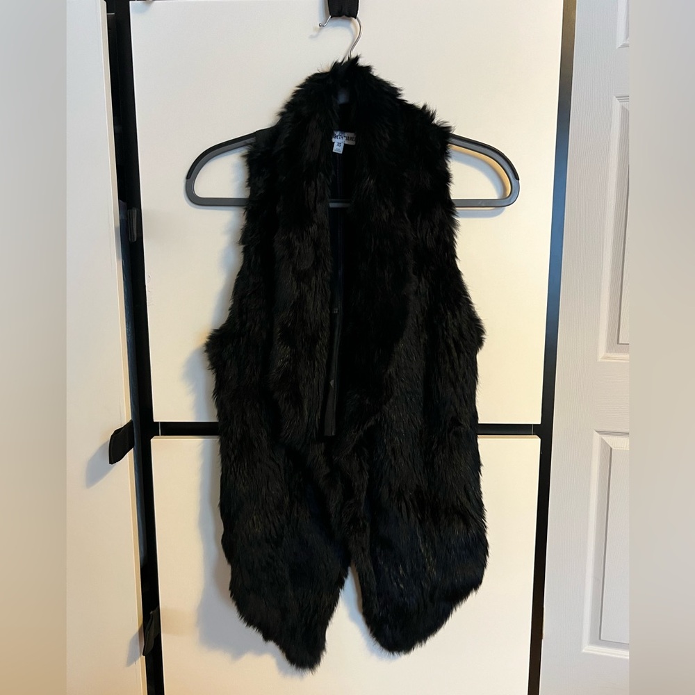 Elizabeth and James rabbit fur and leather vest
